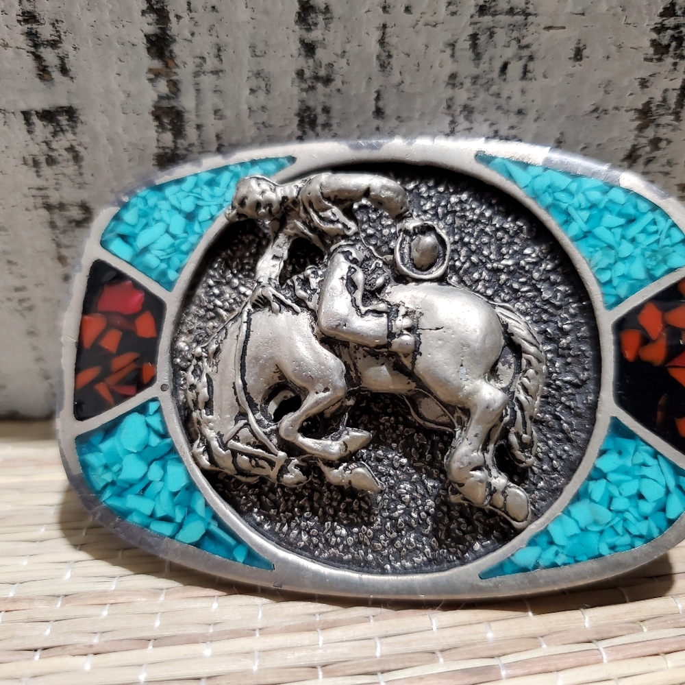 Turquoise Belt Buckle Horseback Riding Cowpoke